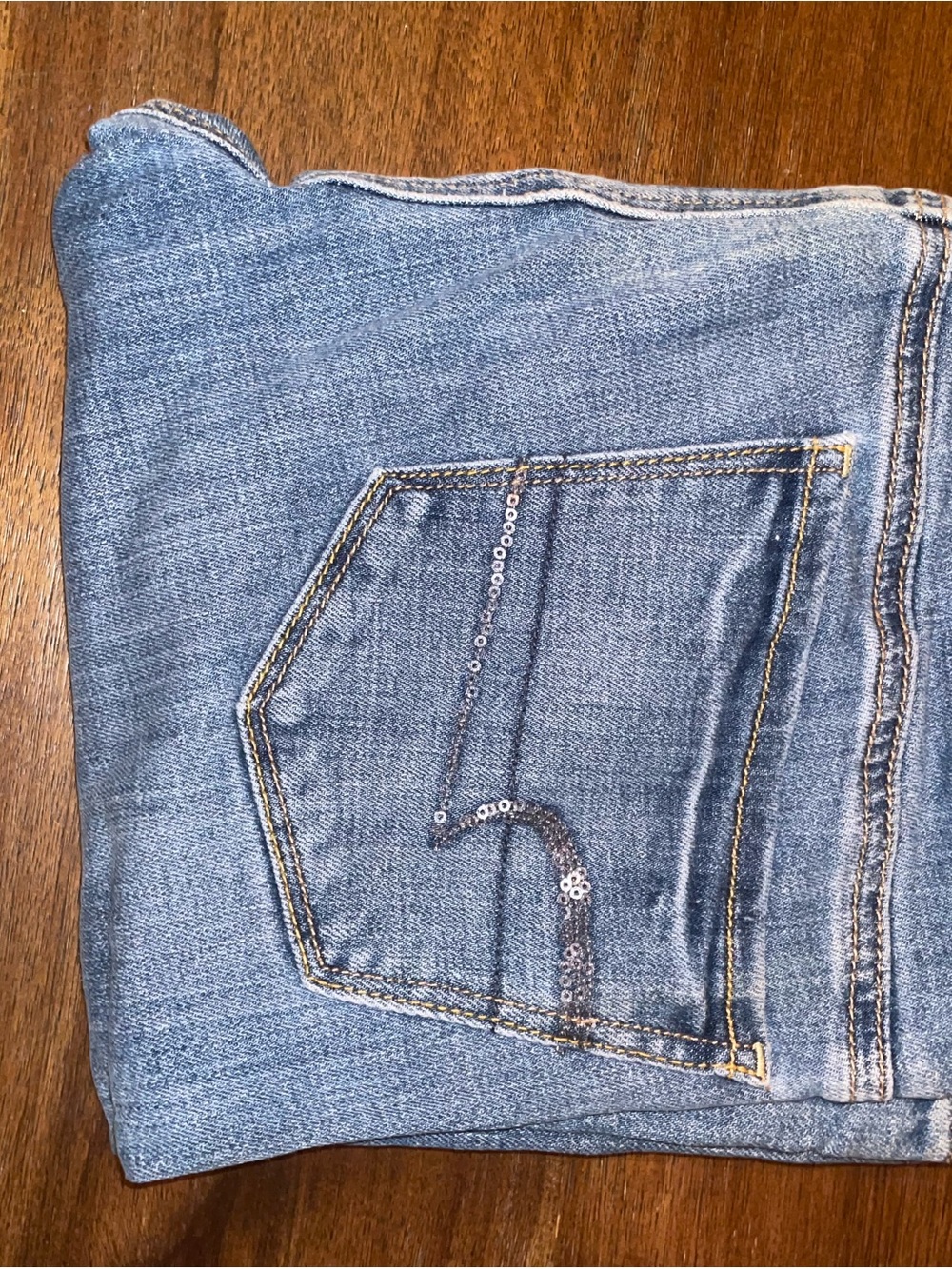 American Eagle Outfitters Light Blue Women's Skinny KickJeans with Sequin Pocket